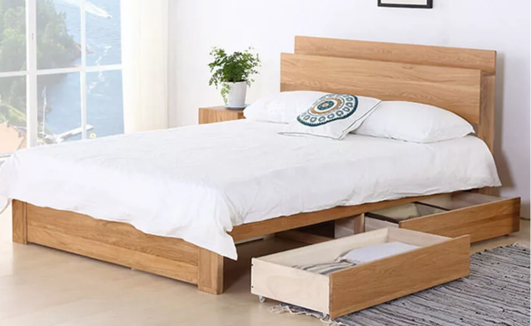 Giường ngăn kéo gỗ tự nhiên 160 cm 