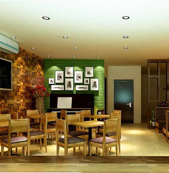 Thiết kế nội thất quán cafe nhiều màu sắc