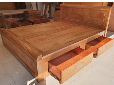 Giường ngủ gỗ gõ ngăn kéo loại 1m8